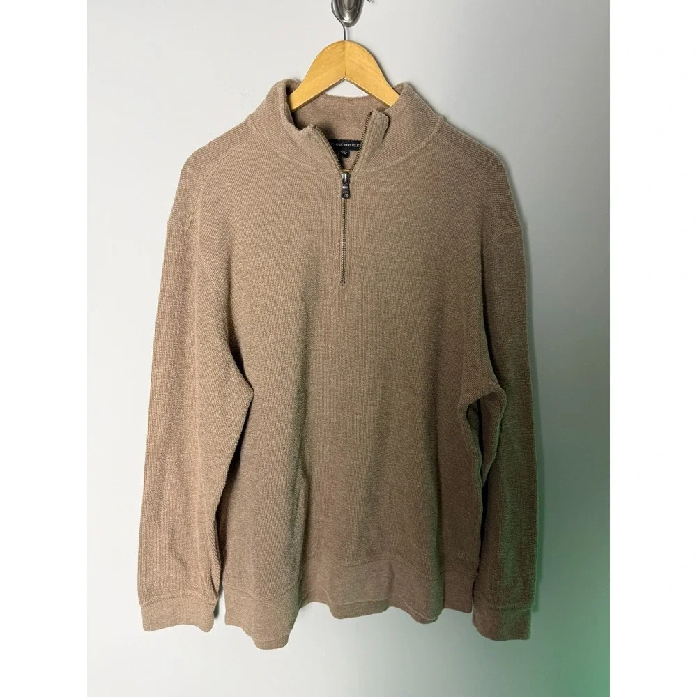 Banana Republic Long Sleeve 1/4 Zip Men's XL Beige Knitted Comfortable